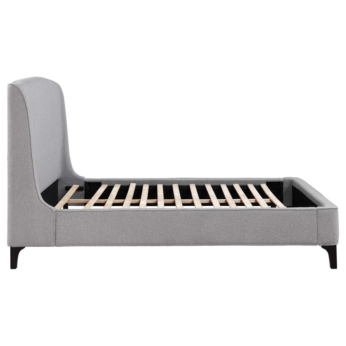 Cama Mosby tapizada Eastern King con respaldo de alas, color gris