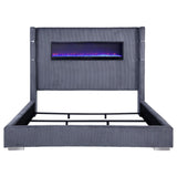 Cama Tisdall tapizada Eastern King Flame Visualizer gris