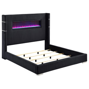 Cama Tisdall tapizada Cal King Flame Visualizer negra