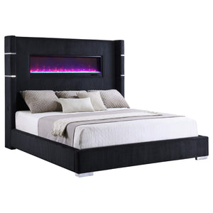Cama Tisdall tapizada Cal King Flame Visualizer negra