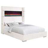 Cama tapizada Tisdall Cal King Flame Visualizer color crema
