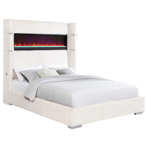 Cama tapizada Tisdall Cal King Flame Visualizer color crema