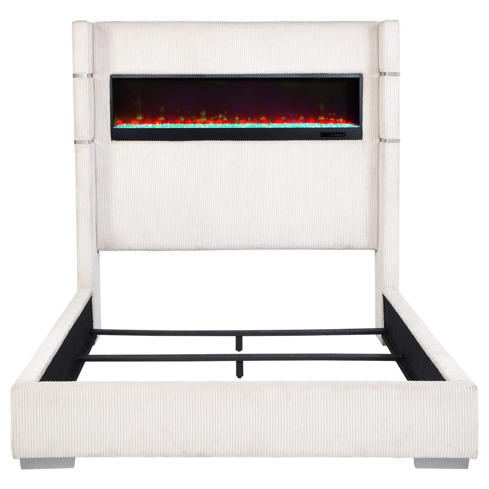 Cama tapizada Tisdall Cal King Flame Visualizer color crema