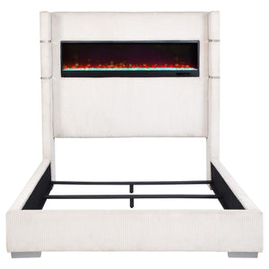 Cama tapizada Tisdall Cal King Flame Visualizer color crema