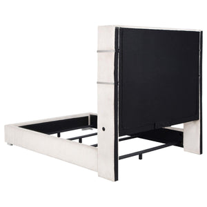 Cama tapizada Tisdall Cal King Flame Visualizer color crema