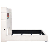 Cama tapizada Tisdall Cal King Flame Visualizer color crema