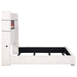 Cama tapizada Tisdall Cal King Flame Visualizer color crema
