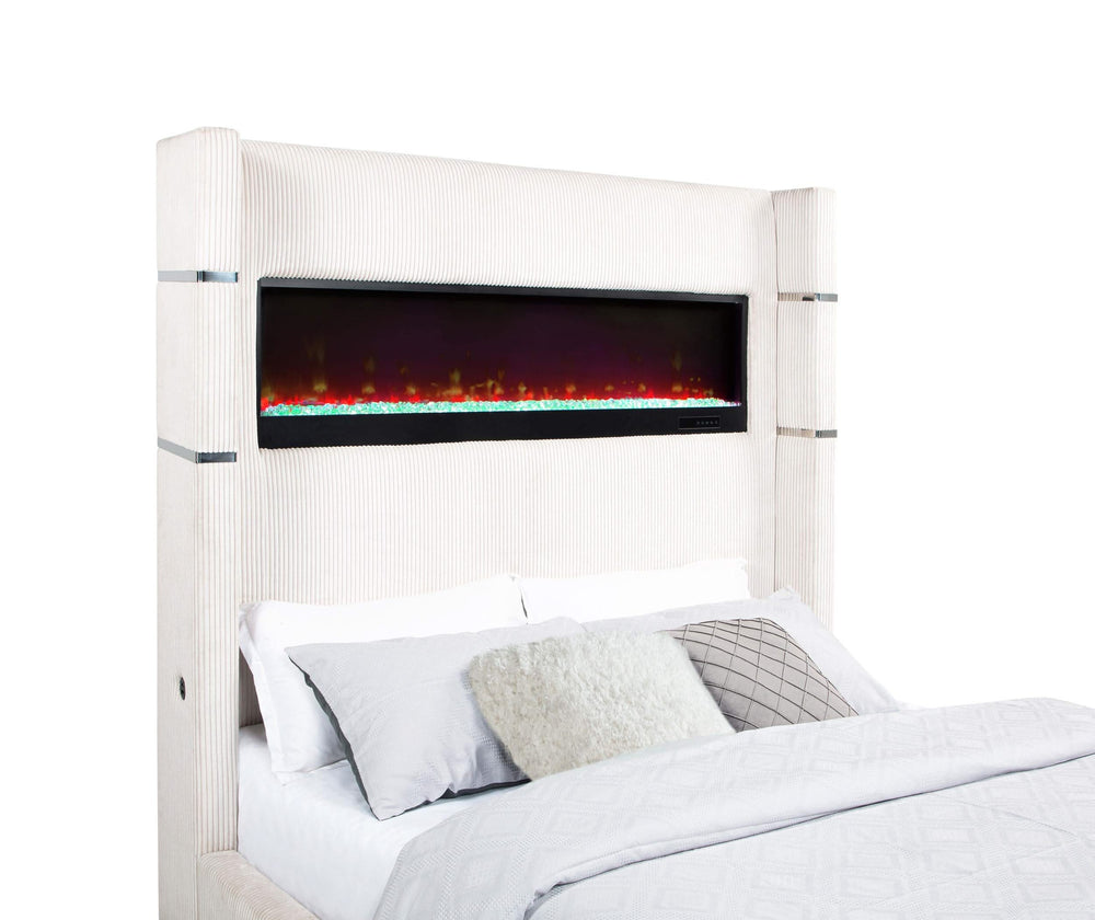 Cama tapizada Tisdall Cal King Flame Visualizer color crema