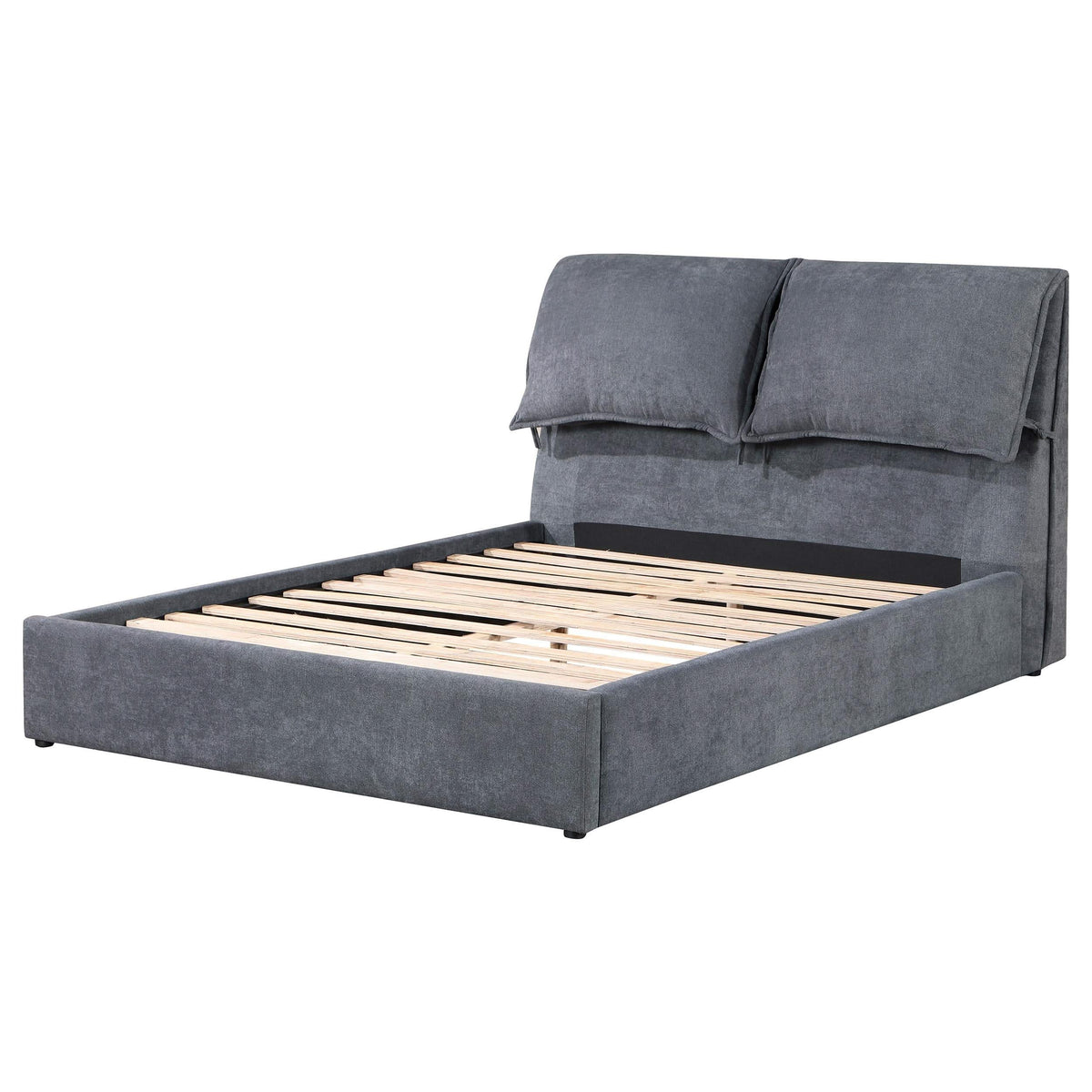 Cama King tapizada Laurel, color gris oscuro