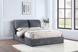 Cama Queen tapizada Laurel con paneles, gris oscuro