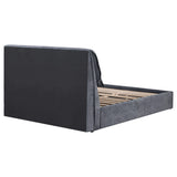 Cama Queen tapizada Laurel con paneles, gris oscuro