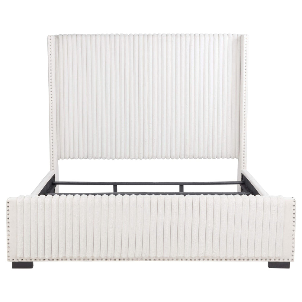 Natasha 65-inch Upholstered Eastern King Wingback Bed Cream