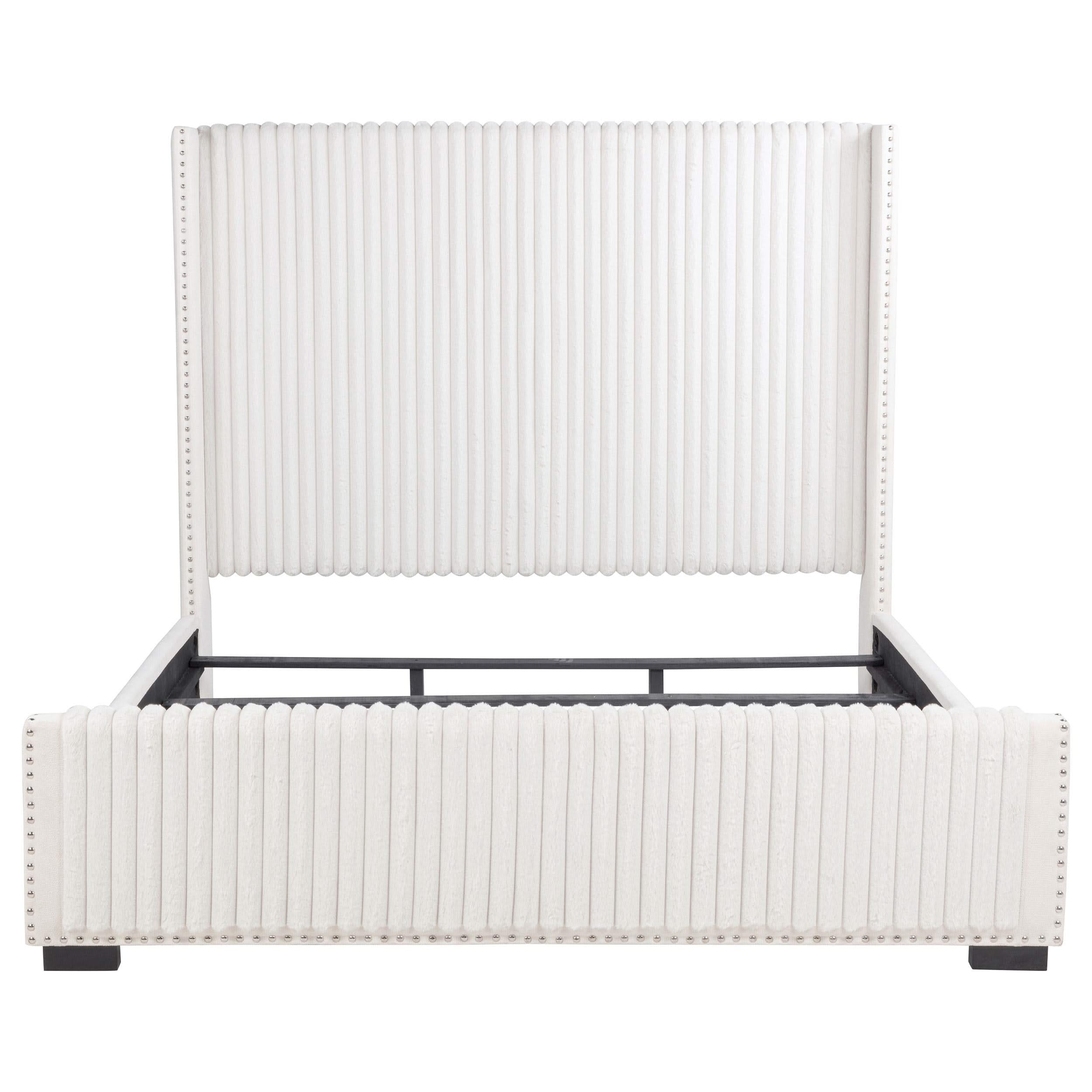 Natasha 65-inch Upholstered Eastern King Wingback Bed Cream