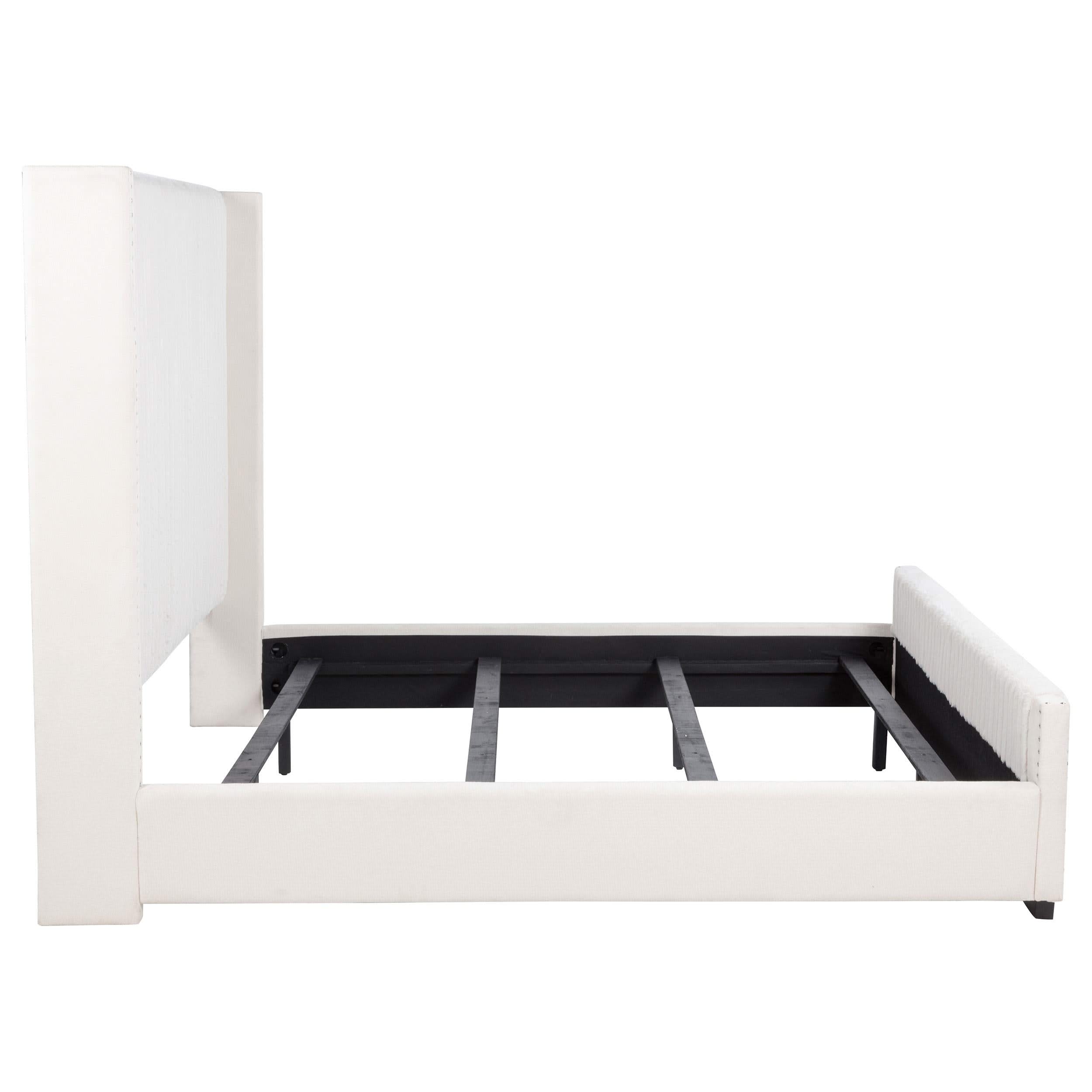 Natasha 65-inch Upholstered Eastern King Wingback Bed Cream