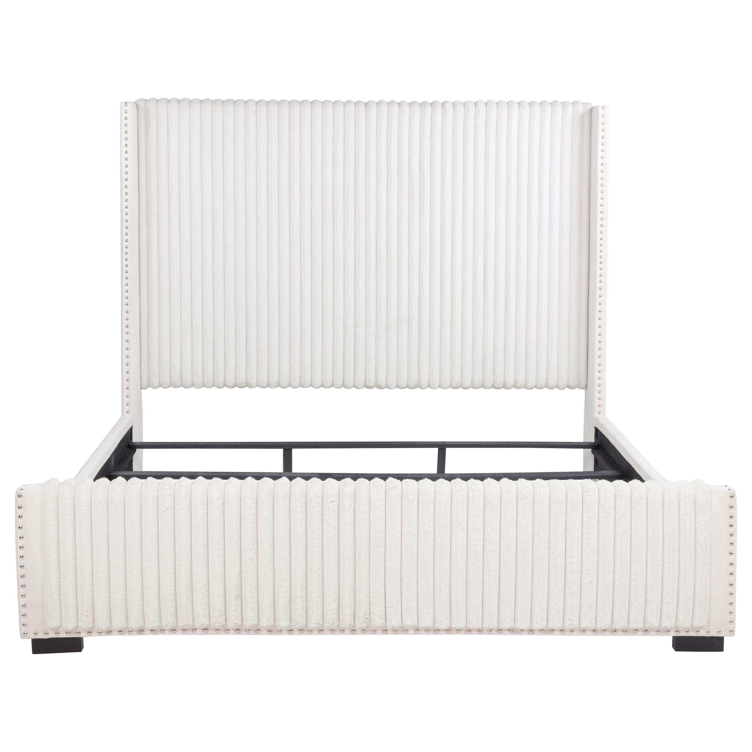 Cama California King tapizada Natasha de 65 pulgadas en color crema