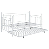 Sofá cama individual de metal Nocus con cama nido, color blanco