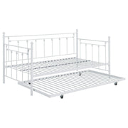 Sofá cama individual de metal Nocus con cama nido, color blanco