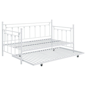 Sofá cama individual de metal Nocus con cama nido, color blanco