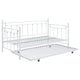 Sofá cama individual de metal Nocus con cama nido, color blanco