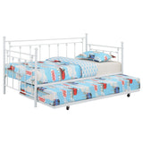 Sofá cama individual de metal Nocus con cama nido, color blanco