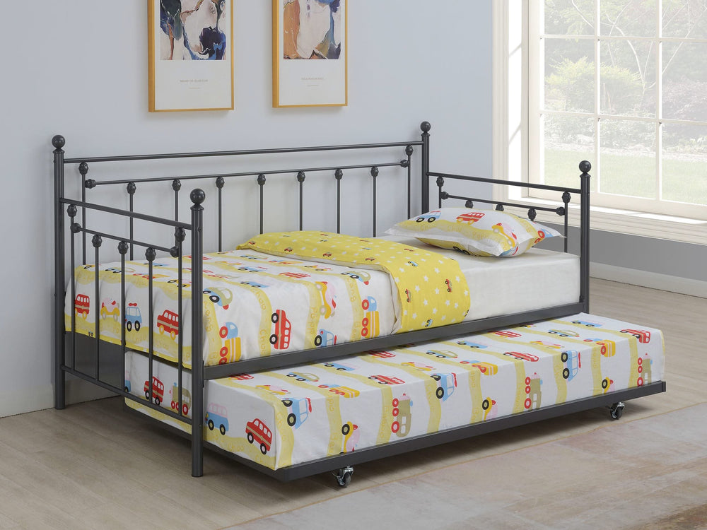 Sofá cama individual de metal Nocus con cama nido en color bronce