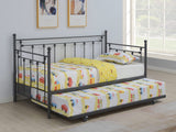 Sofá cama individual de metal Nocus con cama nido en color bronce