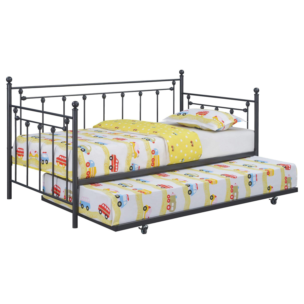 Sofá cama individual de metal Nocus con cama nido en color bronce