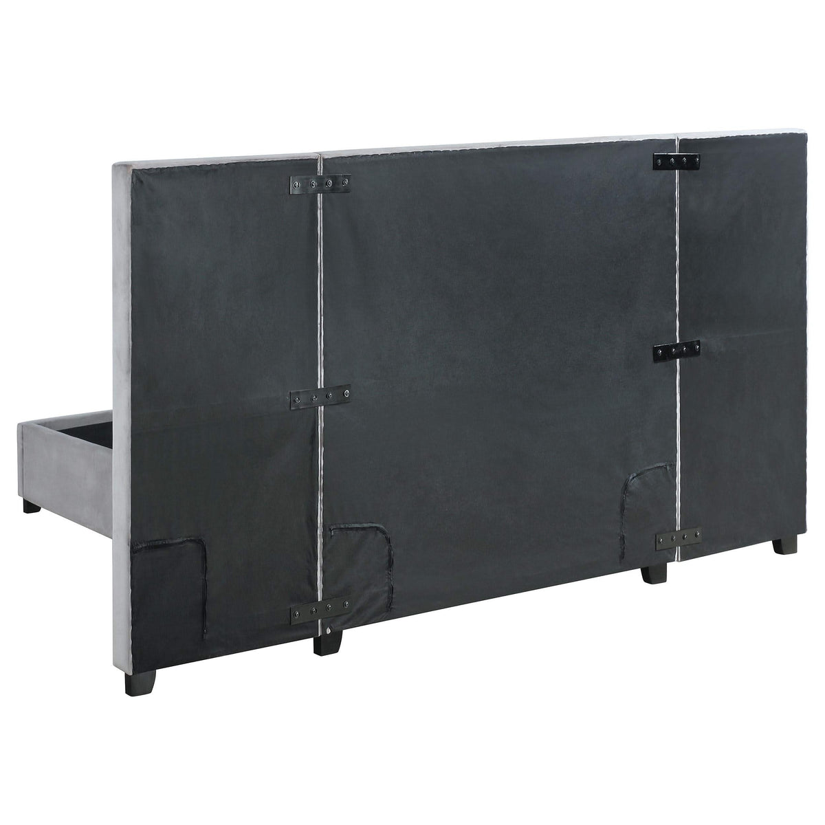 Cama Queen tapizada Arles con paneles de pared, color gris