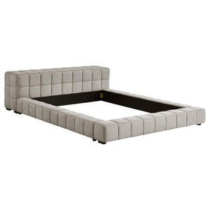 Cama de plataforma completa tapizada Trinity en color topo claro