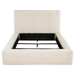 Cama Rebecca tapizada en piel sintética color crema tamaño king