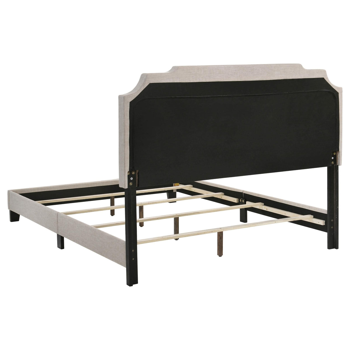 Cama Tamarac tapizada de paneles completos en beige