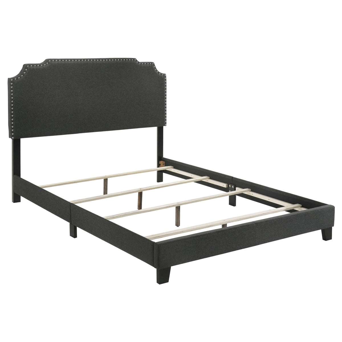 Cama Queen con paneles tapizados Tamarac, color gris