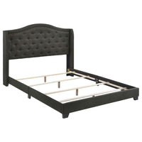 Cama King con respaldo alto tapizada Sonoma, color gris