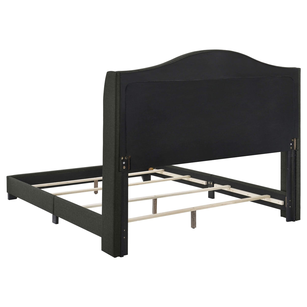 Cama Queen Sonoma tapizada con respaldo alto, color gris