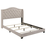 Cama King con respaldo alto tapizada Sonoma, color beige