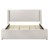 Cama King con plataforma tapizada Alamosa Boucle, color blanco