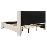 Cama King con plataforma tapizada Alamosa Boucle, color blanco