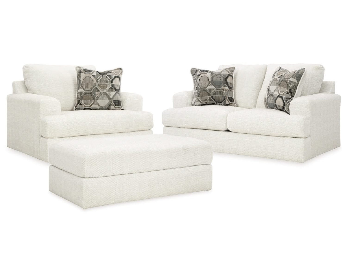 Karinne Loveseat, Oversized Chair and Accent Ottoman