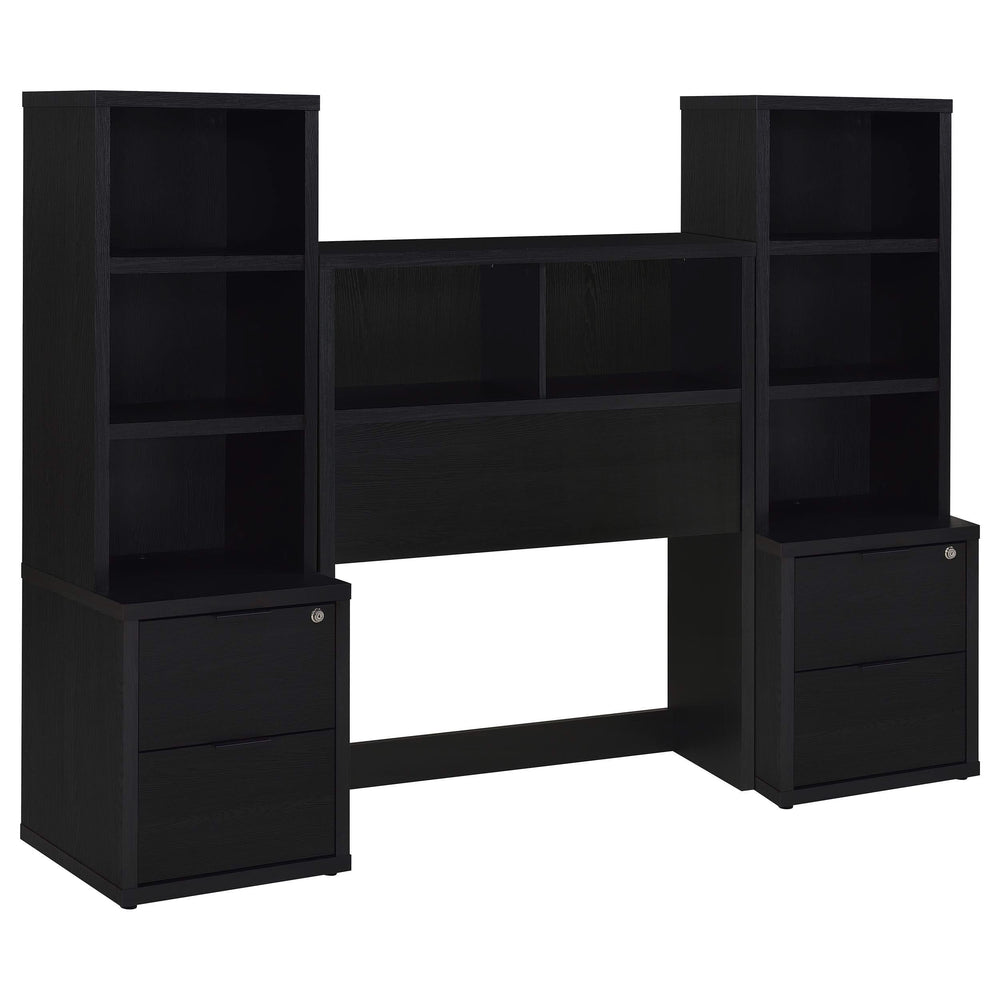Juego de dormitorio individual de 3 piezas Westpark con cabecero y librería en negro