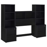 Juego de dormitorio individual de 3 piezas Westpark con cabecero y librería en negro