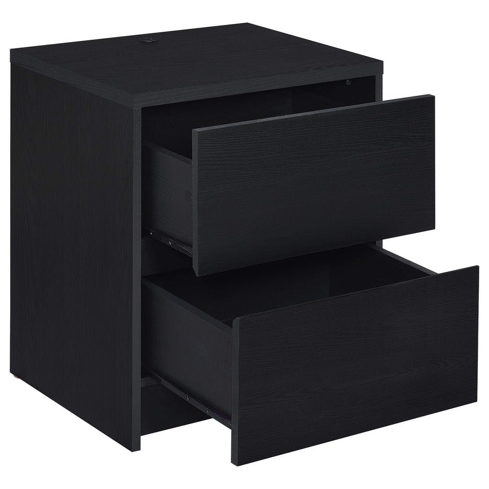 Mesita de noche Westpark de 2 cajones con luces LED y USB, color negro