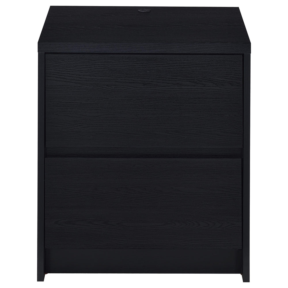 Mesita de noche Westpark de 2 cajones con luces LED y USB, color negro