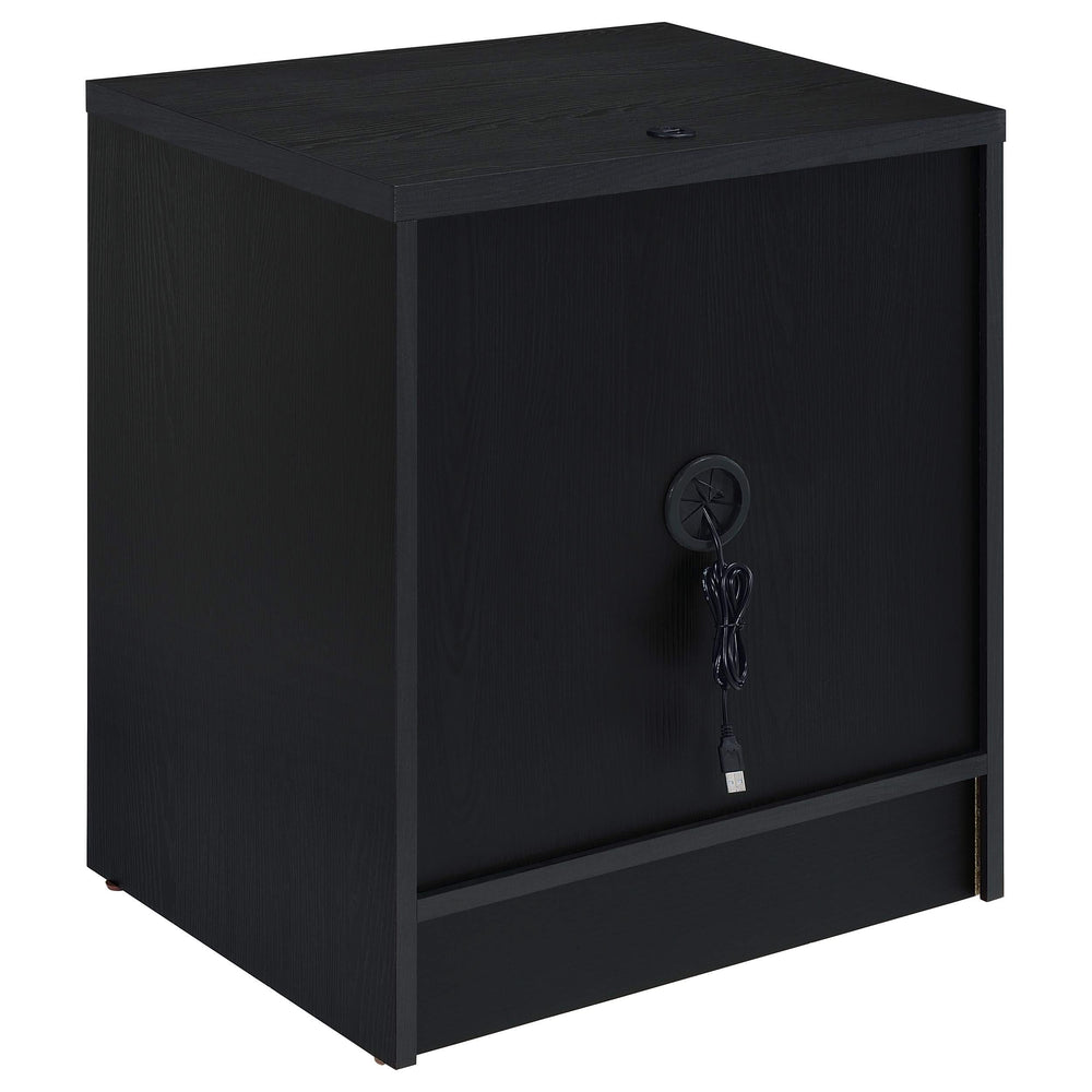 Mesita de noche Westpark de 2 cajones con luces LED y USB, color negro