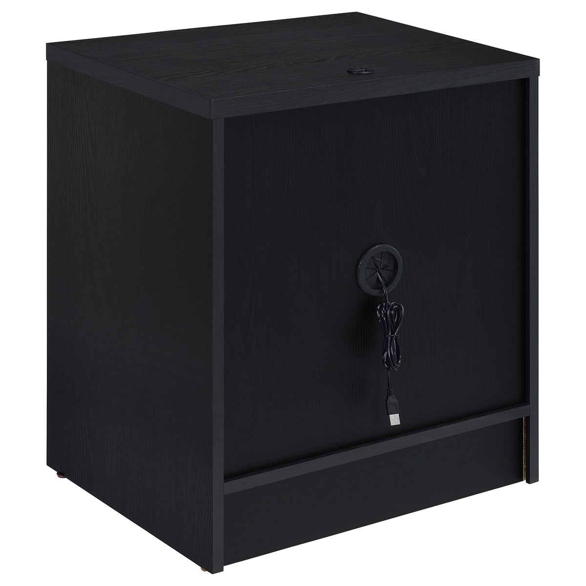 Mesita de noche Westpark de 2 cajones con luces LED y USB, color negro