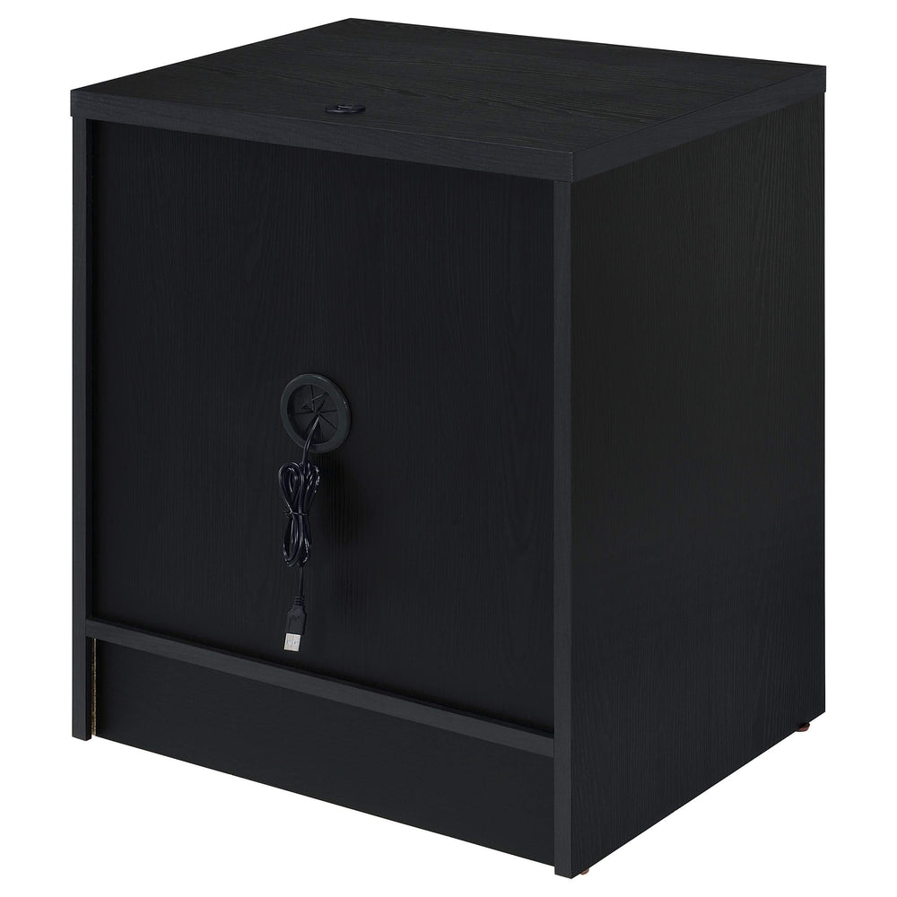 Mesita de noche Westpark de 2 cajones con luces LED y USB, color negro