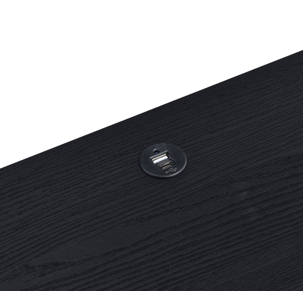 Mesita de noche Westpark de 2 cajones con luces LED y USB, color negro