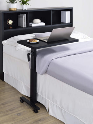 Mesa C móvil para dormitorio Westpark con altura ajustable, color negro