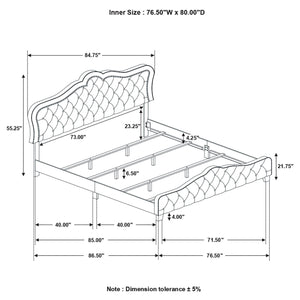 Cama tapizada Bella Eastern King con paneles en gris