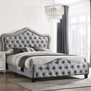 Cama Queen tapizada Bella gris