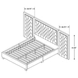Cama Hailey tapizada Eastern King con paneles de pared, color negro